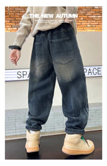 WZH301124-38 بنطلون جينز شتوي مبطن فرو