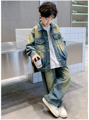 WZH301124-56 طقم جينز قطعتين( جكبت + بنطلون)