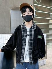 WZH301124-28 جكيت ولادي مع قبة قميص كروهات قطعة وحدة