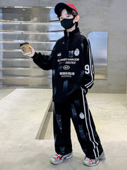 WZH301124-14 ترنج قطن خريفي ربيعي دافي قطعتين ( بلوزة + بنطلون )