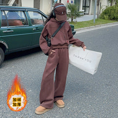 WZH191124-35 بدلة بناتي شتوية سميكة مبطنة فرو قطعتين ( بلوزة + بنطلون)