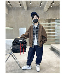 WZH301124-28 جكيت ولادي مع قبة قميص كروهات قطعة وحدة