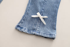 SSN040924-60 طقم بناتي خريفي ربيعي قطعتين ( بلوزة + بنطلون جينز)