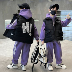 WZ261124-18 بدلة شتوي تقيلة 3 مبطنة فرو بالكامل ( بلوزة + بنطلون + فست نفخ)