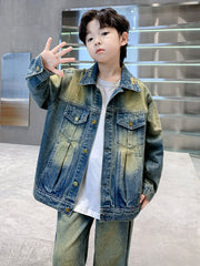 WZH301124-56 طقم جينز قطعتين( جكبت + بنطلون)