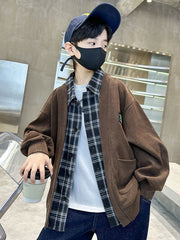 WZH301124-28 جكيت ولادي مع قبة قميص كروهات قطعة وحدة