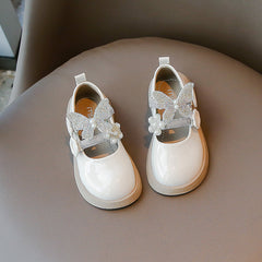 WDY260924-12 حذاء الفراشة بناتي مزين بالستراس للأعياد والمناسبات قالب مريح