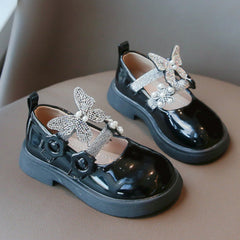 WDY260924-12 حذاء الفراشة بناتي مزين بالستراس للأعياد والمناسبات قالب مريح