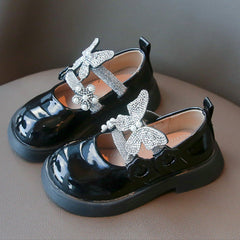 WDY260924-12 حذاء الفراشة بناتي مزين بالستراس للأعياد والمناسبات قالب مريح