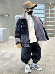 WZH301124-62 طقم شتوي ولادي مناسب للتلج وللبرد الشديد مبطن فرو بالكامل