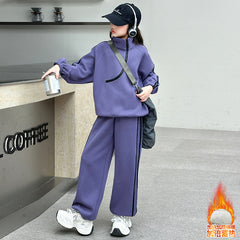 WZH191124-19 بدلة قطن تقيل شتوي ومبطنة من الداخل بالكامل فرو قطعتين ( بلوزة + بنطلون)