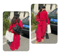 WZH191124-35 بدلة بناتي شتوية سميكة مبطنة فرو قطعتين ( بلوزة + بنطلون)