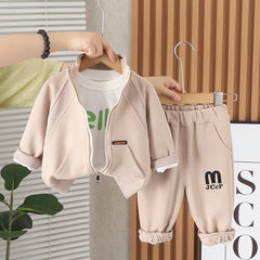 SSX220824-139 ترينج ربيعي خريفي قطن 3 قطع ( جكيت + بلوزة + بنطلون )