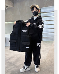 WZ261124-18 بدلة شتوي تقيلة 3 مبطنة فرو بالكامل ( بلوزة + بنطلون + فست نفخ)