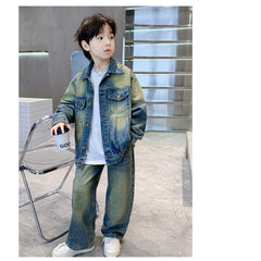 WZH301124-56 طقم جينز قطعتين( جكبت + بنطلون)