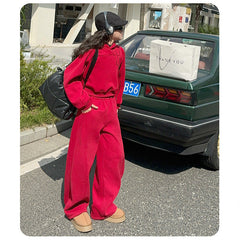 WZH191124-35 بدلة بناتي شتوية سميكة مبطنة فرو قطعتين ( بلوزة + بنطلون)