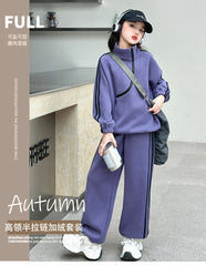 WZH191124-19 بدلة قطن تقيل شتوي ومبطنة من الداخل بالكامل فرو قطعتين ( بلوزة + بنطلون)