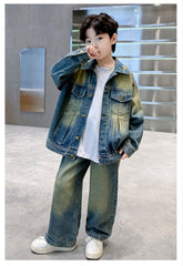 WZH301124-56 طقم جينز قطعتين( جكبت + بنطلون)