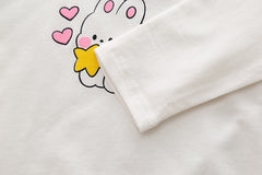 SSN040924-58 طقم بناتي قطن تقيل خريفي ربيعي 3 قطع ( جكيت + بلوزة+ بنطلون)