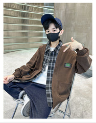 WZH301124-28 جكيت ولادي مع قبة قميص كروهات قطعة وحدة