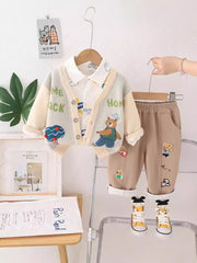 SSN040924-45 طقم تقيل خريفي شتوي ربيعي 3 قطع ( جكيت + قميص + بنطلون)