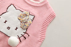 SSN040924-50 طقم بناتي كيتي 3 قطع ( فست صوف + قميص + بنطلون جينز )