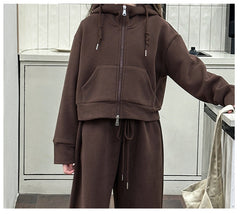 WZH191124-2 ترينج شتوي تقيل مبطن فرو (جكيت+ بنطلون)