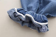 SSN040924-50 طقم بناتي كيتي 3 قطع ( فست صوف + قميص + بنطلون جينز )