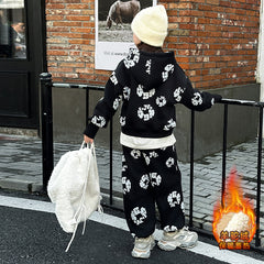 WZH191124-28 بدلة الشتاء والثلوج سميكة مبطنة فرو قطعتين ( بلوزة + بنطلون)