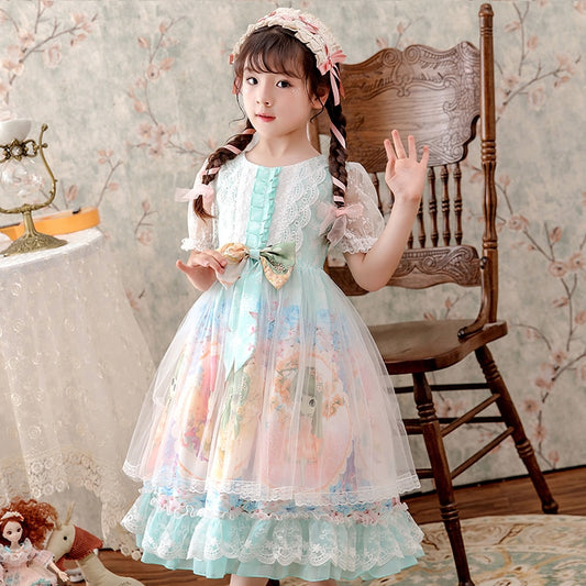 AO0304-47 فستان بناتي لوليتنا طبقات مميز مزين بالشيفون والدانتيل