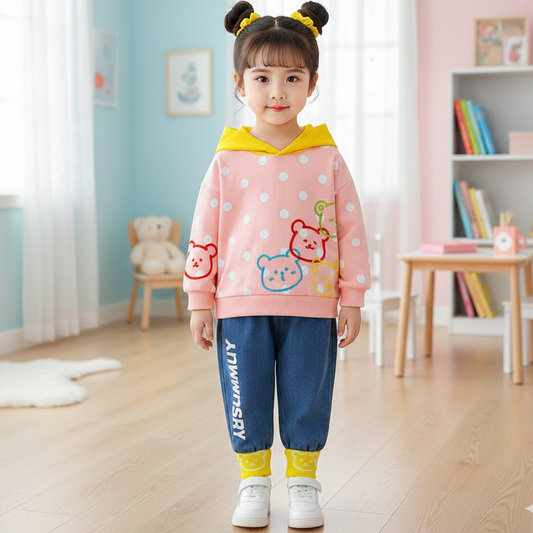 طقم قطعتين ( بلوزة قطنية + بنطلون جينز ) AS-1693G