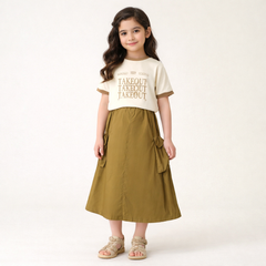 RM150424-24 طقم بناتي صيفي قطعتين ( بلوزة + تنورة )