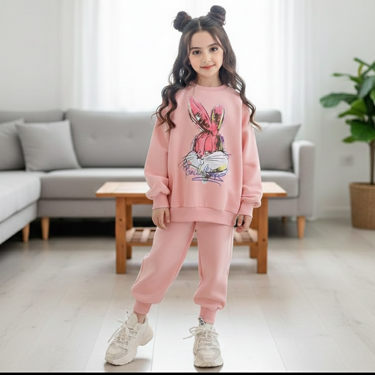 طقم سبورت ديزني قطعتين ( بلوزة + بنطلون ) قماش تقيل خريفي AO0508-264