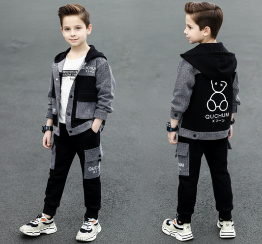 طقم جينز مع قطن ولادي قطعتين( جكيت + بنطلون ) RM1227-29