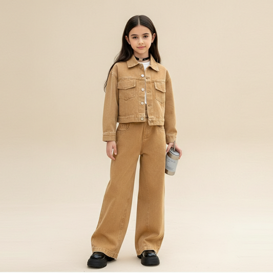 WZH191124-32 طقم جينز قطعتين ( جكيت + بنطلون)