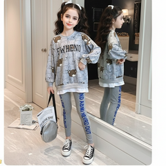 AO0505-23 بدلة قطنية ( بلوزة + بنطلون فيزون) ربيعية خريفية عالية الجودة