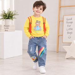 RM0608-24 طقم دبدوب قطعتين ( بلوزة + بنطلون جينز)