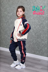 HBC040924-10 طقم بناتي شتوي مبطن فرو قطعتين ( جكيت + بنطلون)