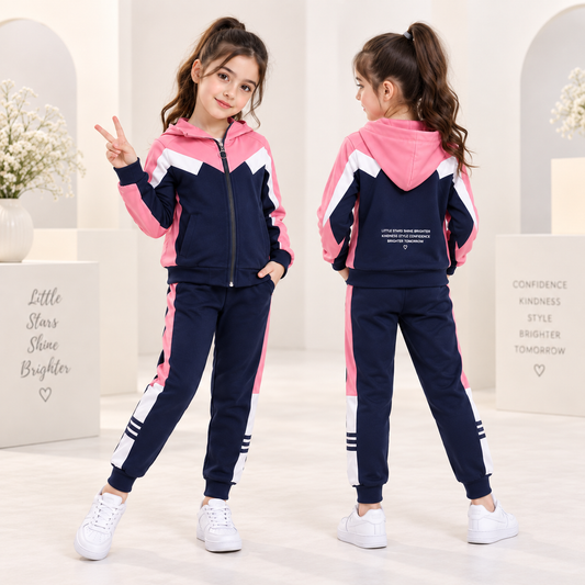 AO0508-284 بدلة سبورت بناتي ستان قطعتين ( جكيت + بنطلون )