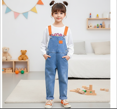 AO0507-98 طقم بناتي قطعتين ( افرهول جينز + بلوزة)