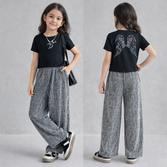 RM150424-36 طقم بناتي صيفي قطعتين ( بلوزة + بنطلون)