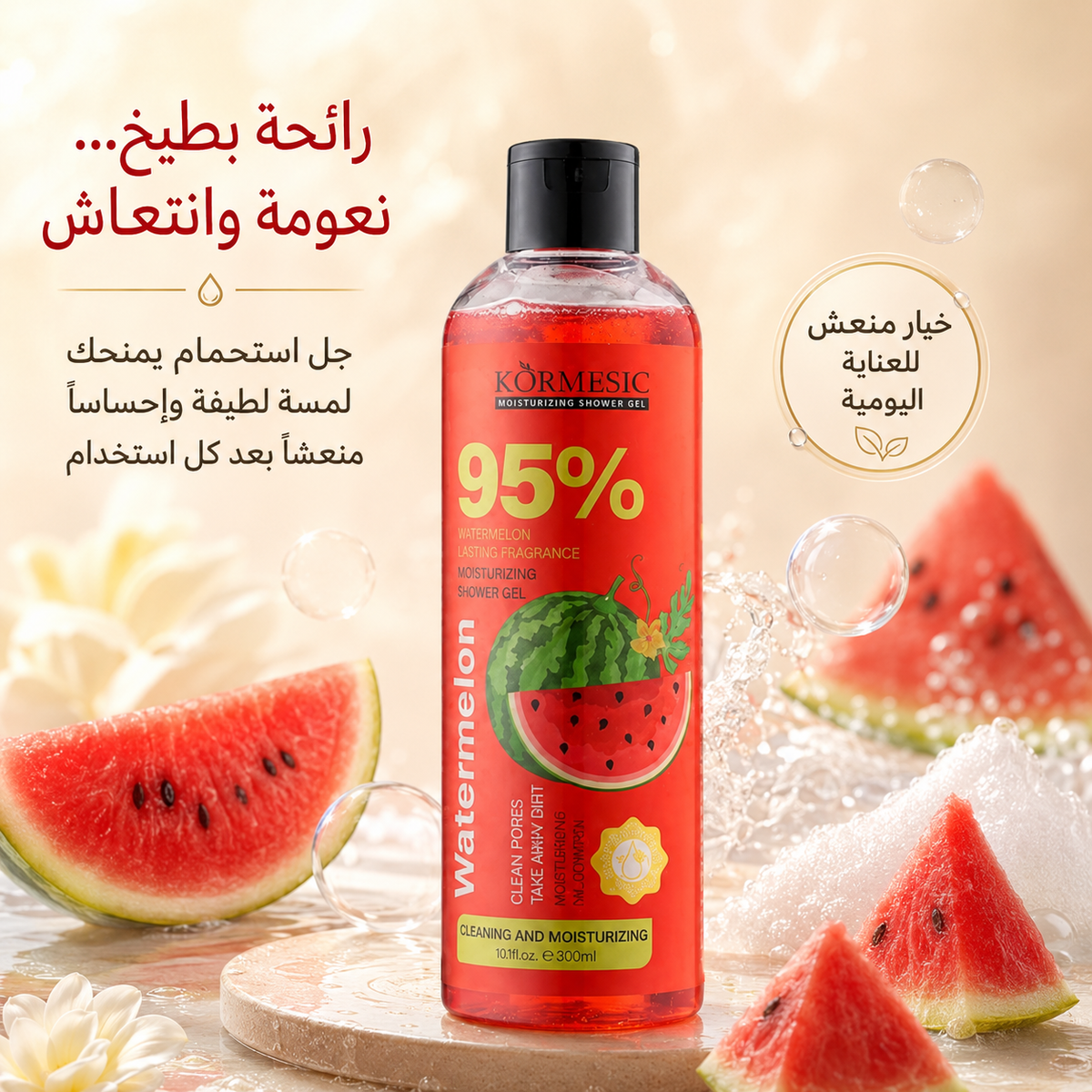 شاور جل معطر لتفتيح وترطيب الجسم 300ml  – بنكهة بطيخ/شمام ماركة KORMESIC - CAS-20260614-225153-344