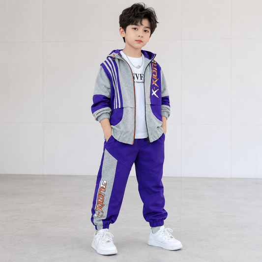 AO0512-24 طقم سبورت قطني مع ستان ( جكيت + بنطلون)