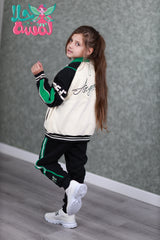 HBC040924-10 طقم بناتي شتوي مبطن فرو قطعتين ( جكيت + بنطلون)