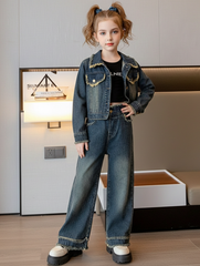 RM171223-25 طقم جينز قطعتين ( جكيت + بنطلون)
