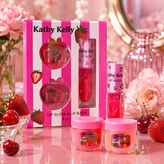 مجموعة العناية بالشفاه 3 في 1 من (Kathy Kelly) 2lip balm + lip gloss . Cos120526-17