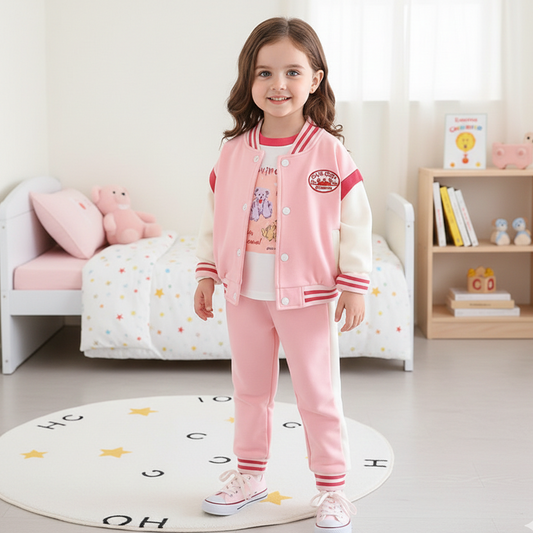 طقم قطني ولادي 3 قطع ( بلوزة + جكيت + بنطلون) RM0608-32