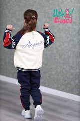 HBC040924-10 طقم بناتي شتوي مبطن فرو قطعتين ( جكيت + بنطلون)