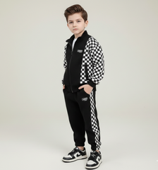 بدلة رياضية شطرنج قطنية مميزة تتكون من قطعتين ( جكيت + بنطلون) RM1227-45