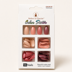 أظافر صناعية Color Sister – 96 قطعة بدرجات وردية أنيقة Cos120526-20